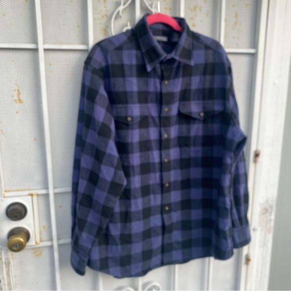 Lands End mens size L 16-16.5 long skeeve button up flannel shirt 100% cotton - Picture 2 of 5